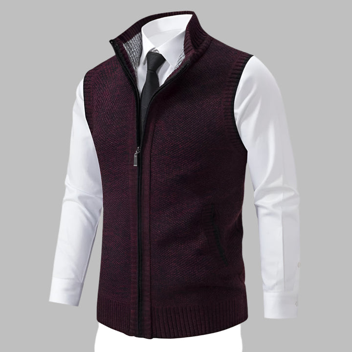 Men's knitted sweater vest with zipper
