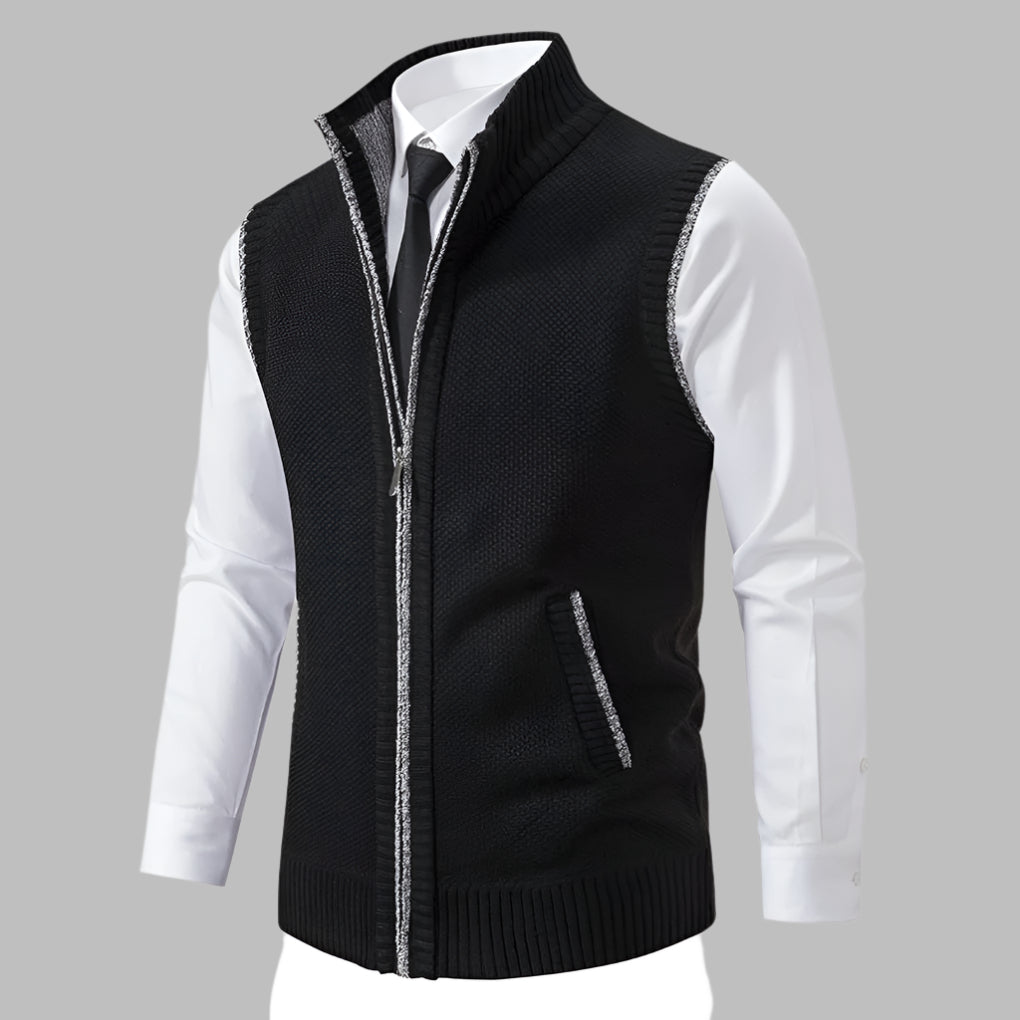 Men's knitted sweater vest with zipper
