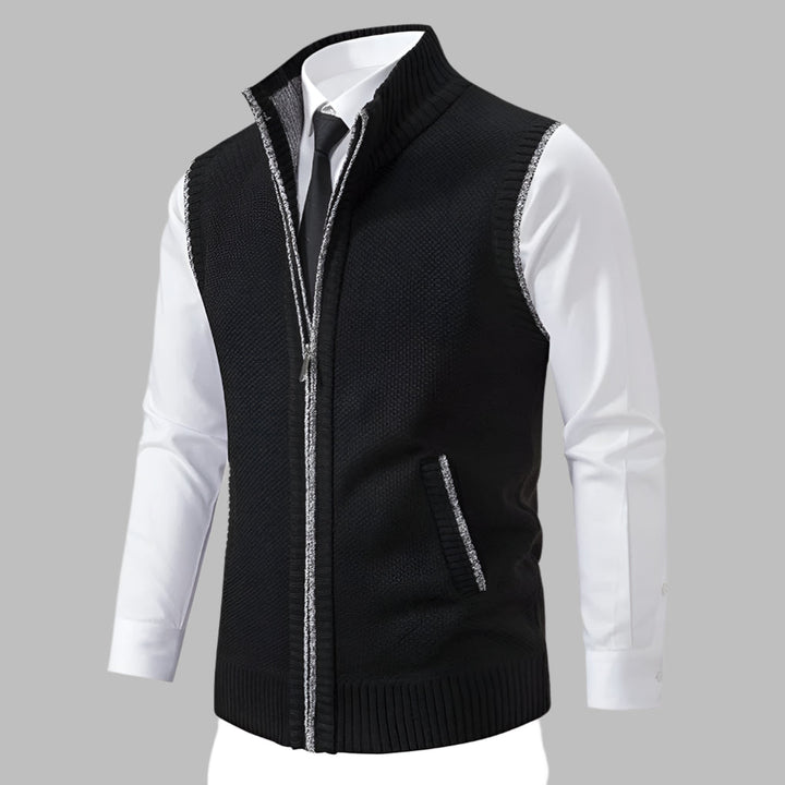 Men's knitted sweater vest with zipper
