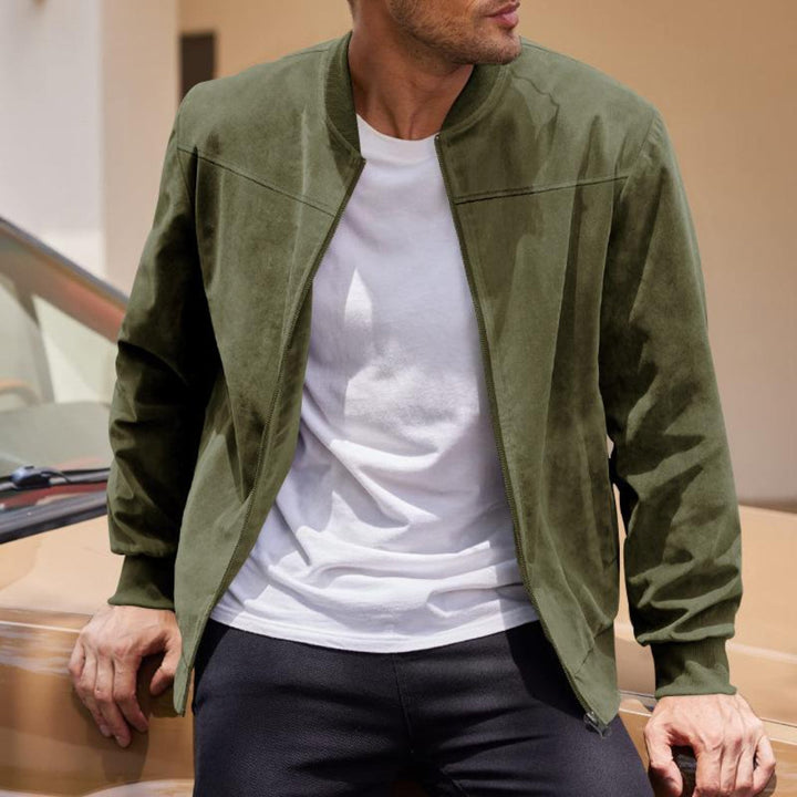 Retro suede leather jacket for men