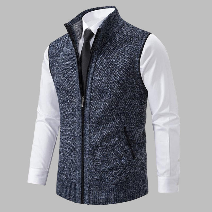 Classic knitted vest with zipper for men