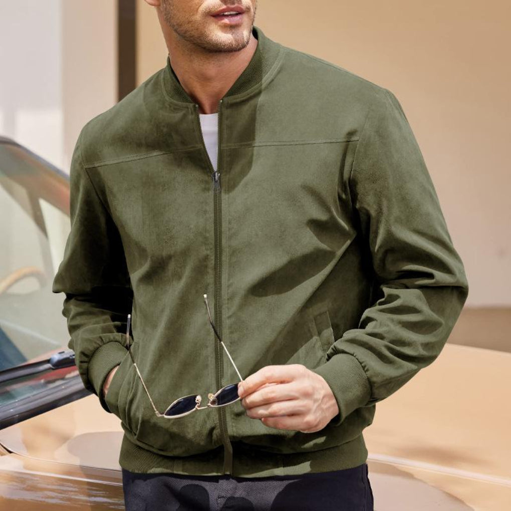 Retro suede leather jacket for men