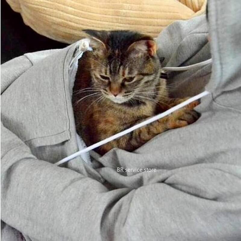 Komfortabel hettegenser med kattelomme – CozyPurr