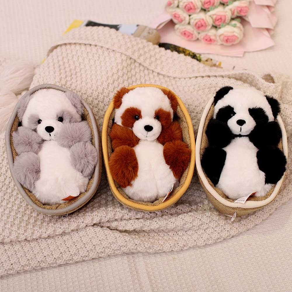 Panda-kosedyr med avtakbar kurv – Myk fylling & dekorativt – 20 cm