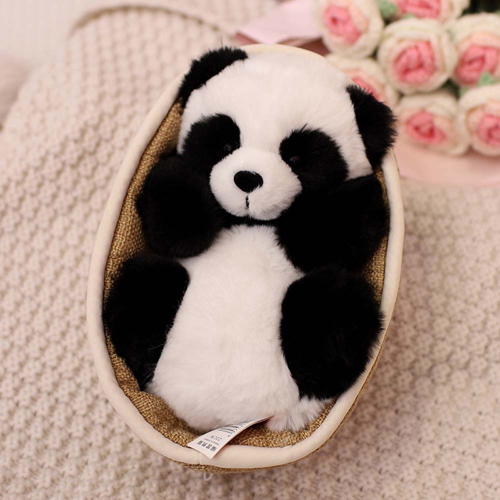 Panda-kosedyr med avtakbar kurv – Myk fylling & dekorativt – 20 cm