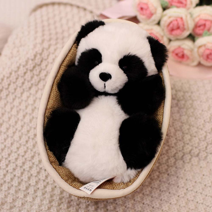Panda-kosedyr med avtakbar kurv – Myk fylling & dekorativt – 20 cm