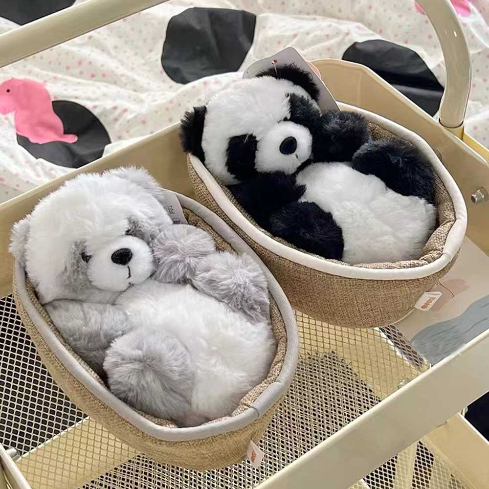 Panda-kosedyr med avtakbar kurv – Myk fylling & dekorativt – 20 cm