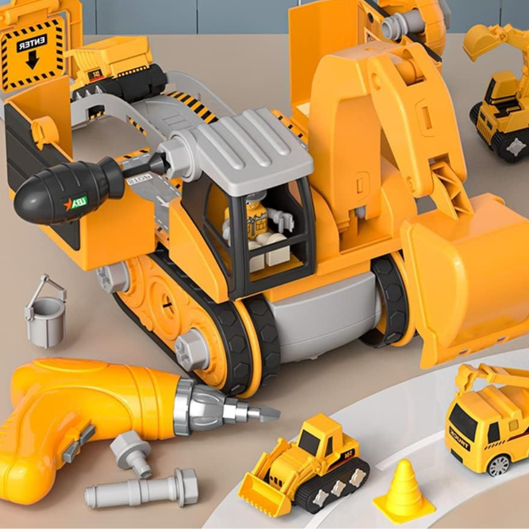 LittleBuilder Lekesett - Lastebil, Gravemaskin & Kran