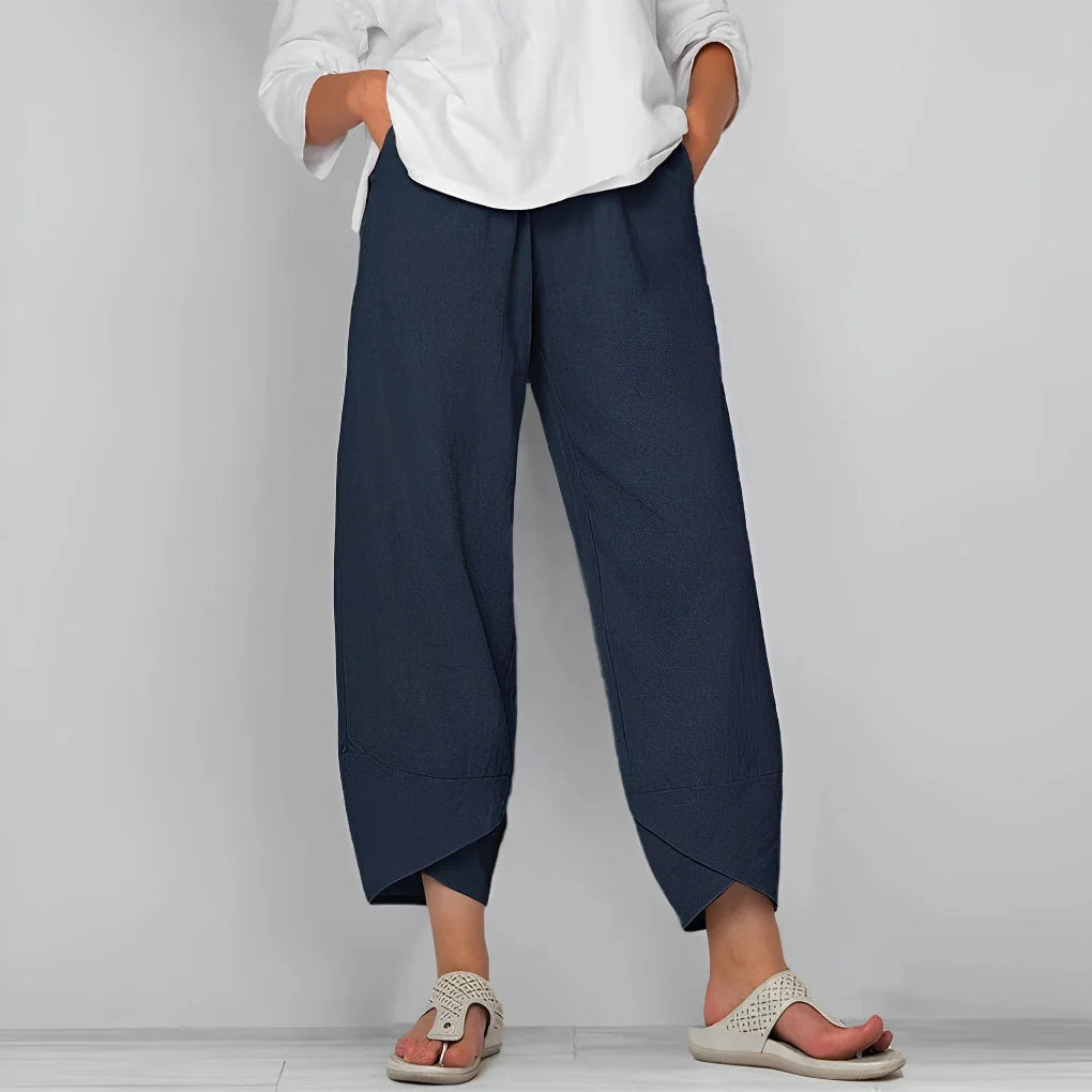 Elegant satin pants with wide legs