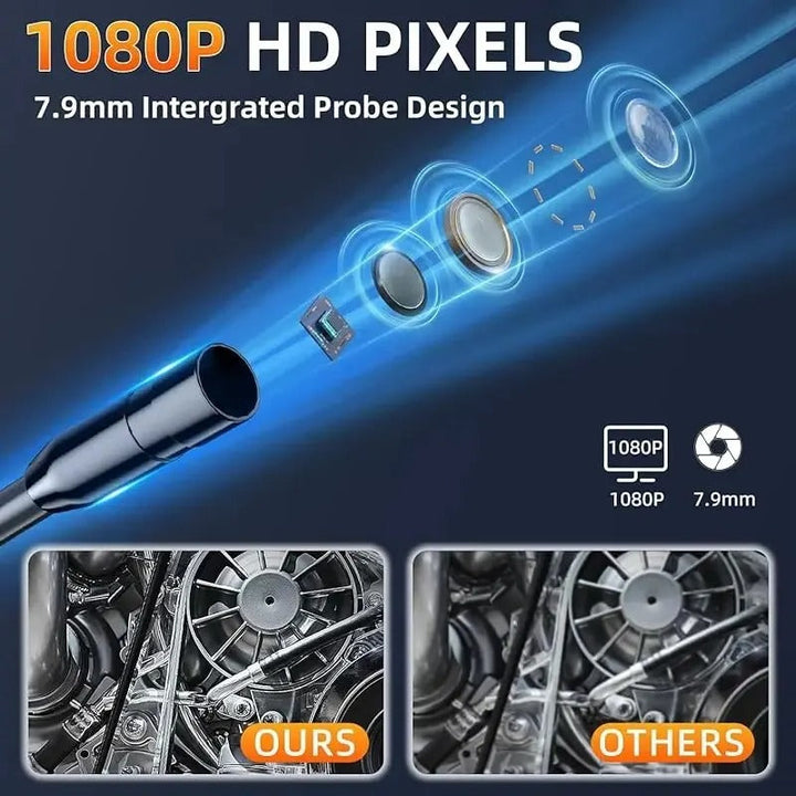 Industrielt endoskopisk inspeksjonskamera – 1080P HD med 4,3-tommers skjerm og justerbart objektiv
