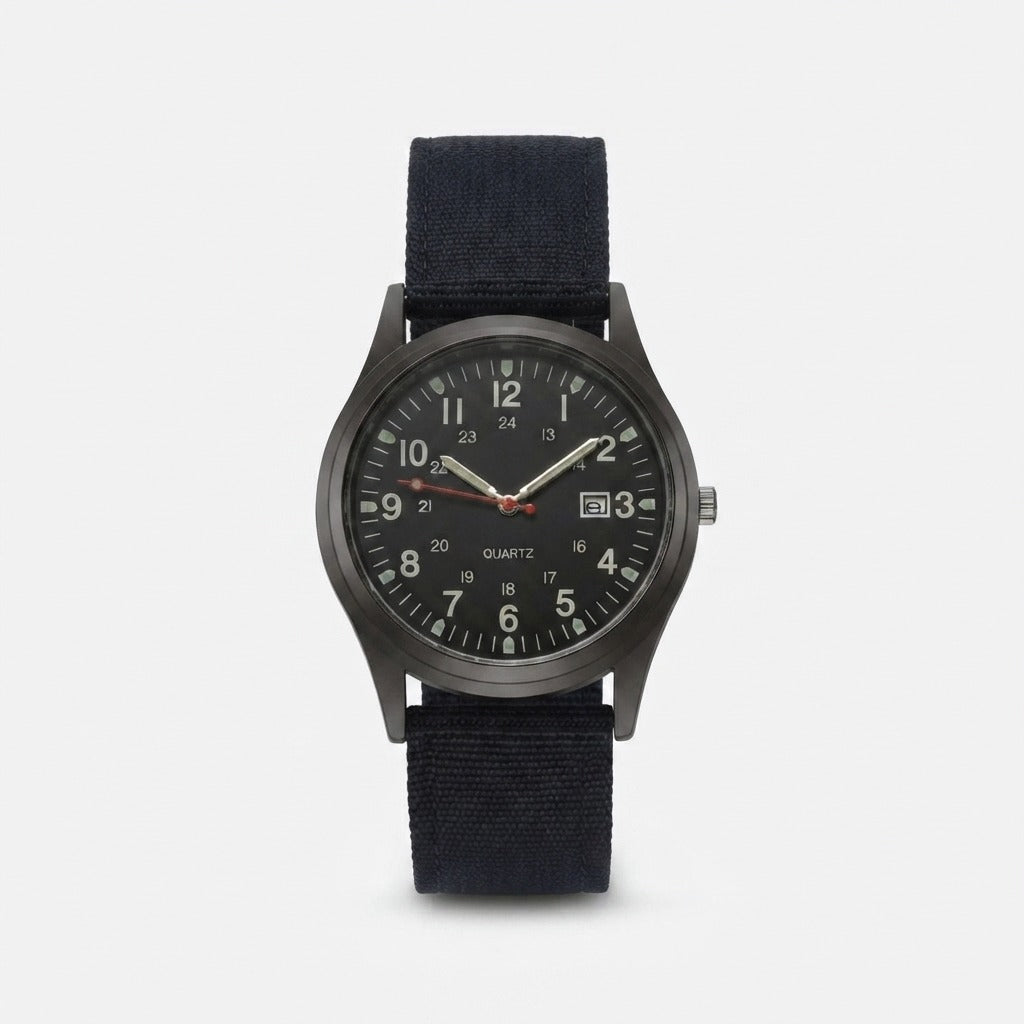 Militærklokke med nylonreim – vanntett, støtsikker, selvlysende visere