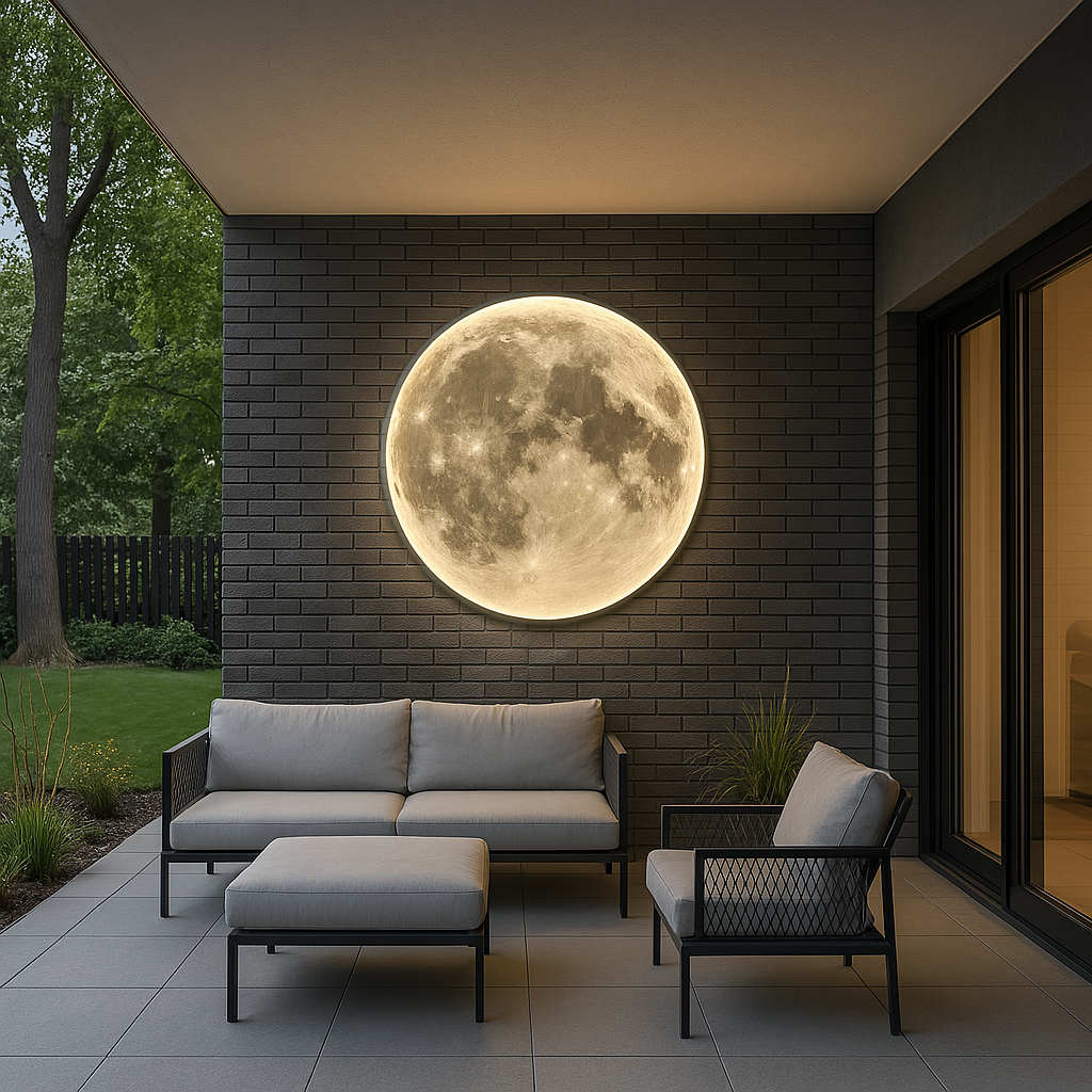 Lunara Moon Wall Light viser realistiske kraterdetaljer og et mykt LED-lys