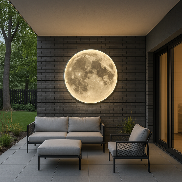 Lunara Moon Wall Light viser realistiske kraterdetaljer og et mykt LED-lys