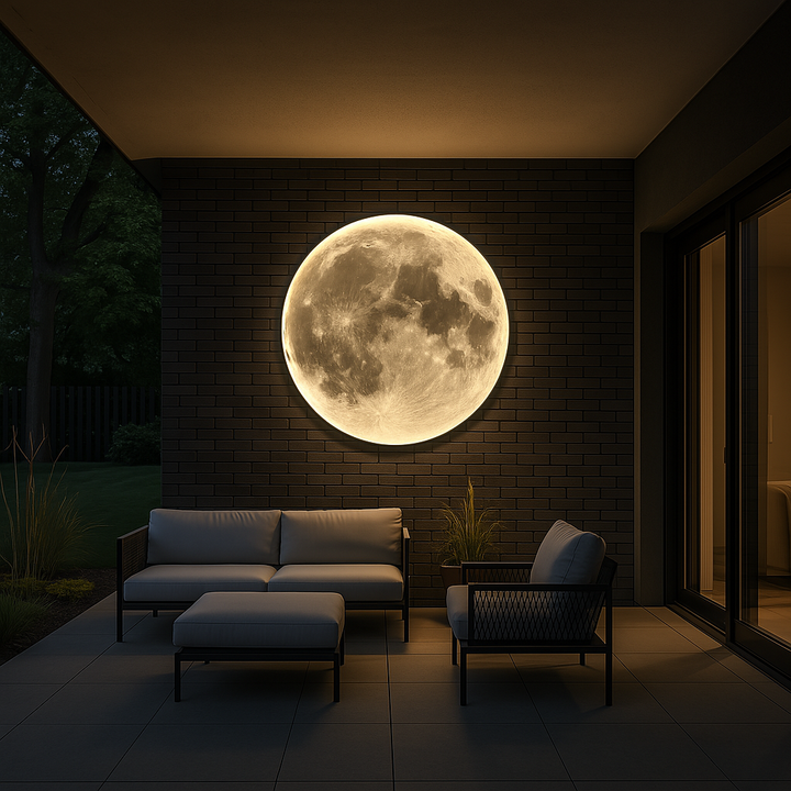Lunara Moon Wall Light viser realistiske kraterdetaljer og et mykt LED-lys