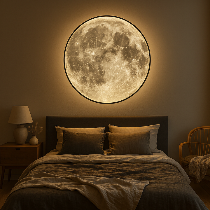 Lunara Moon Wall Light viser realistiske kraterdetaljer og et mykt LED-lys