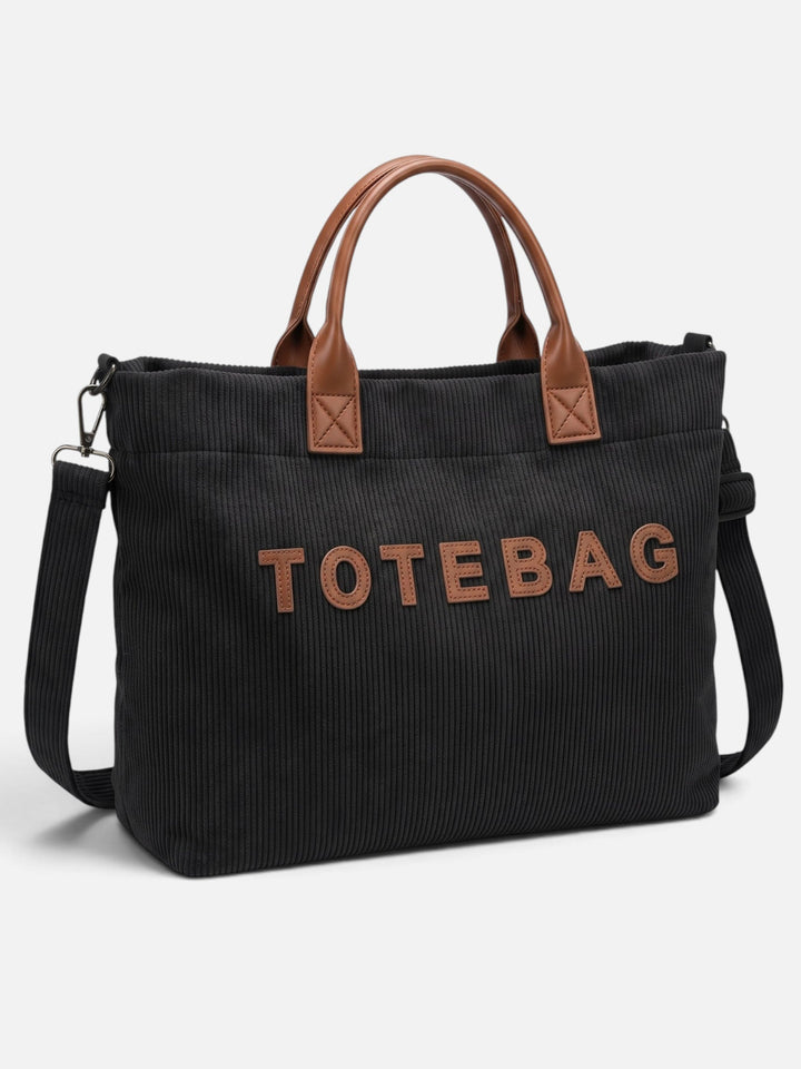 Shopperveske i kordfløyel med tekst