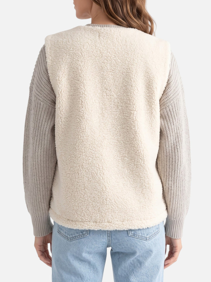 Sherpavest med knapper til dame