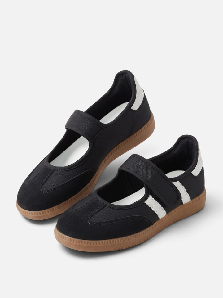 Sneakers i Mary Jane-stil med kontraststriper til dame