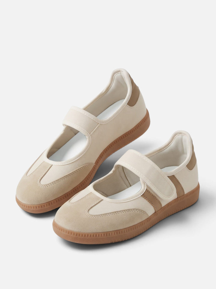 Sneakers i Mary Jane-stil med kontraststriper til dame