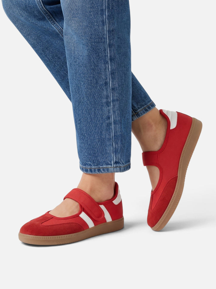 Sneakers i Mary Jane-stil med kontraststriper til dame
