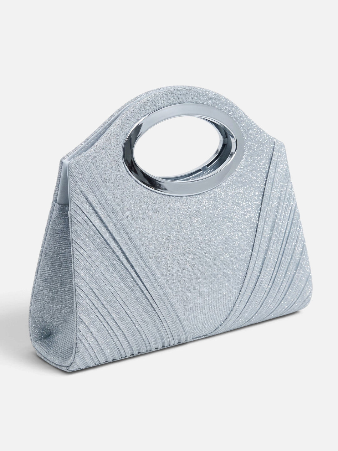 Plissert paljettclutch med oval hank til dame