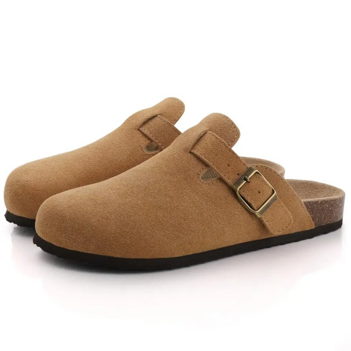 Orthopedic moccasin sandals with cork sole for women