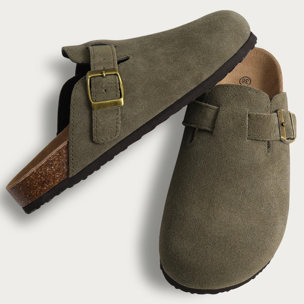 Orthopedic moccasin sandals with cork sole for women