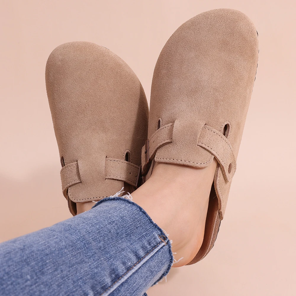 Orthopedic moccasin sandals with cork sole for women