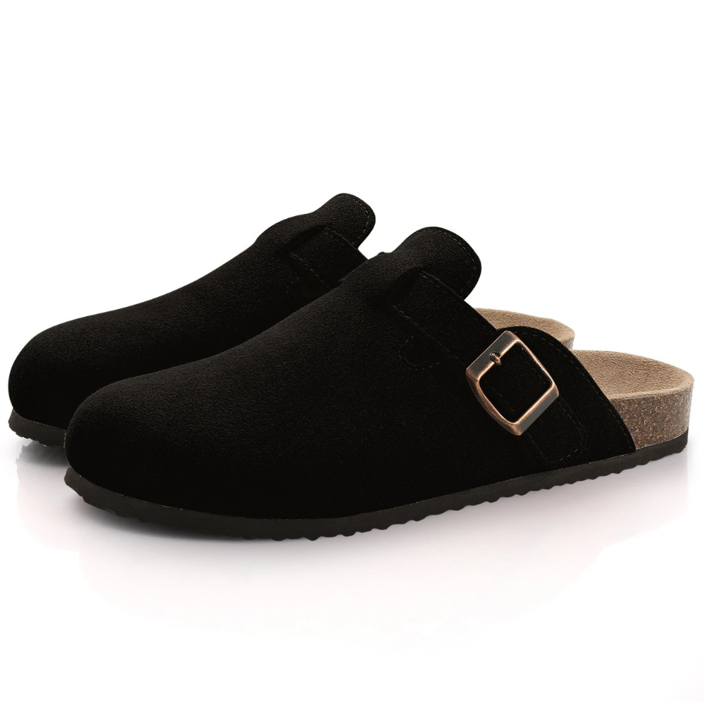 Orthopedic moccasin sandals with cork sole for women