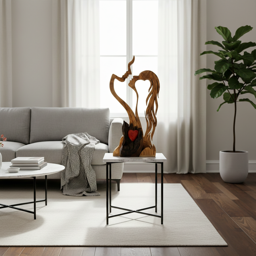 Abstrakt parskulptur i tre