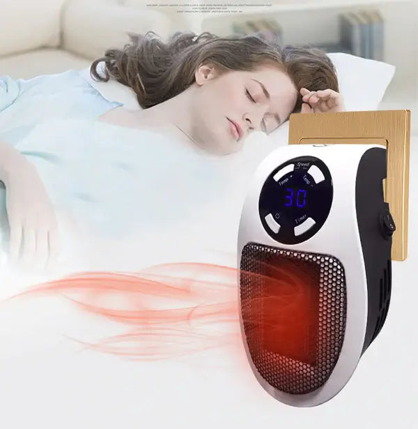 Stillegående varmeovn 500 W med timer og LED-display