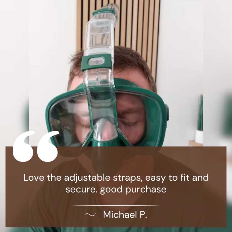 Sammenleggbar helmaske for snorkling, 180° sikt