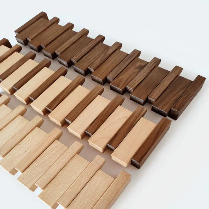 Sustainable wooden coat rack in piano silence