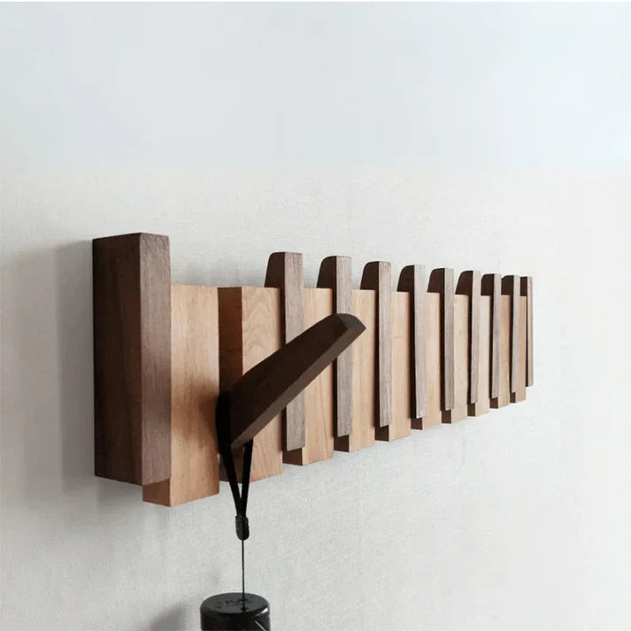 Sustainable wooden coat rack in piano silence