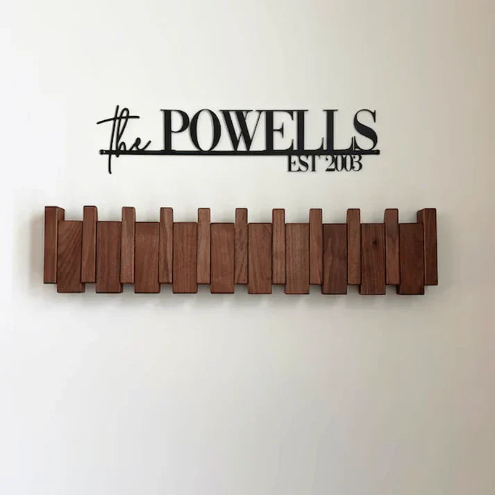 Sustainable wooden coat rack in piano silence
