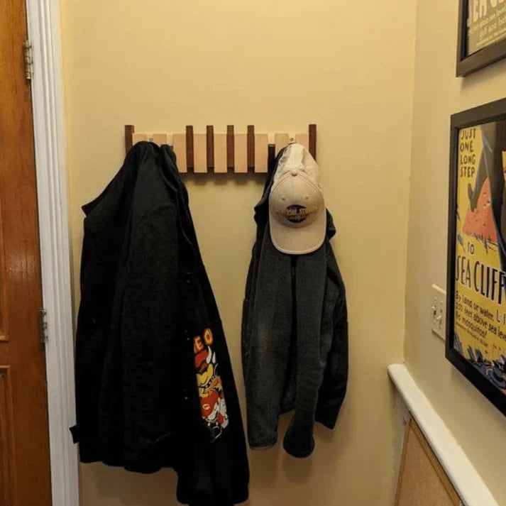 Sustainable wooden coat rack in piano silence