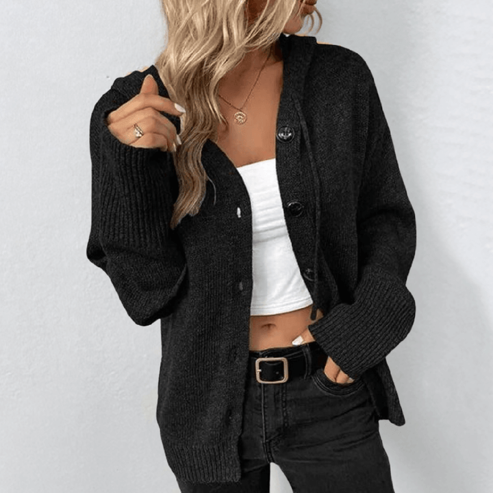 Dame strikket cardigan – Varm modell med knapper og quilt-detaljer
