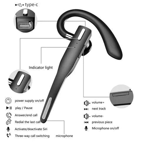 Trucker Dual Mic Bluetooth 5.1 Trådløst Headset med Støyreduksjon