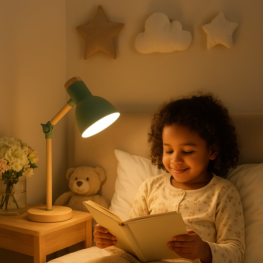 Skandinavisk bordlampe i tre | Minimalistisk design