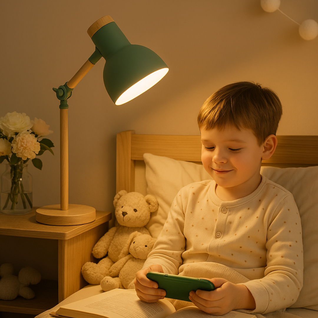 Skandinavisk bordlampe i tre | Minimalistisk design