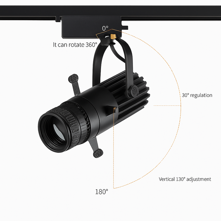 Dreibar LED-spot med justerbar åpning