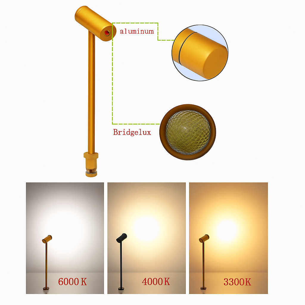 justerbart LED-lyspunkt for smykkevitrine