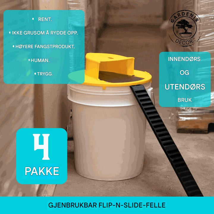 4-pakning med bøttelokk, musefelle
