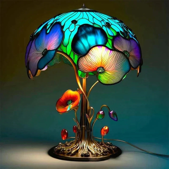 Dekorativ bordlampe i farget glass, 15 cm