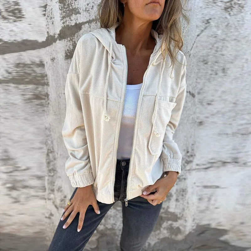 Lightweight and sleek women's jacket with hood and zipper