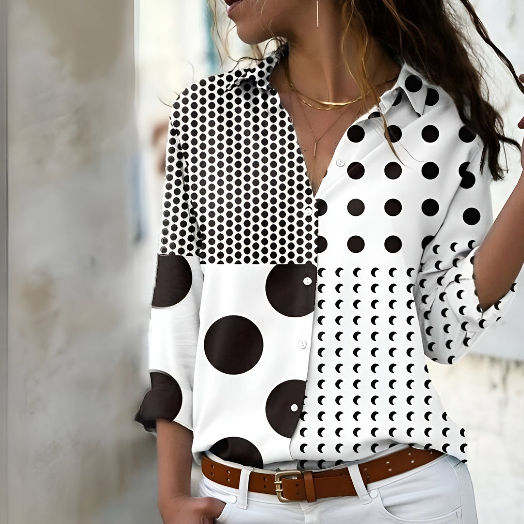 Loose Blouse with Pattern and Light Fabric Details